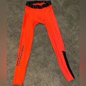 Under Armour, UA compression heat gear vent leggings base layer NWT small orange